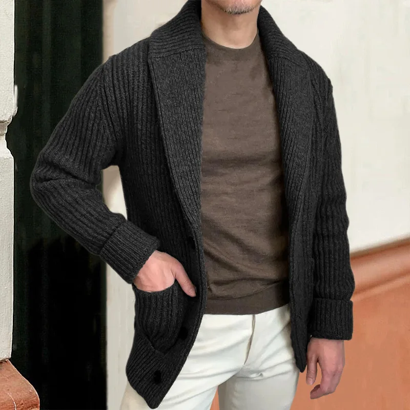 Down Jacket Packable - Erkek Kazak Hırka Yaka Uzun Kollu