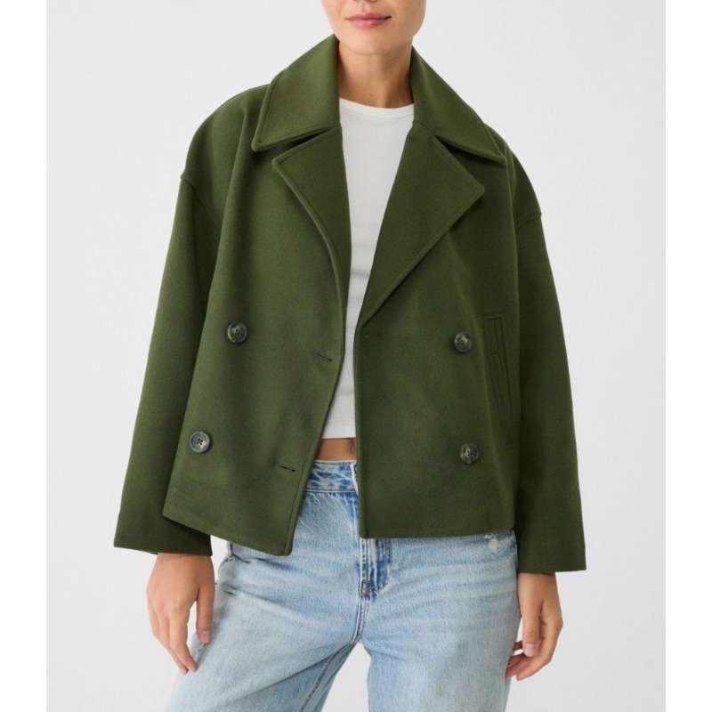 Kadın Büyük Beden Kruvaze Yün  - Wool Coat Peacoat incelemesi ve fiyatı